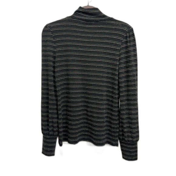 J. Crew Black Metallic Stripe Pullover Turtleneck Sweater Top Women's Size Small - Picture 7 of 10